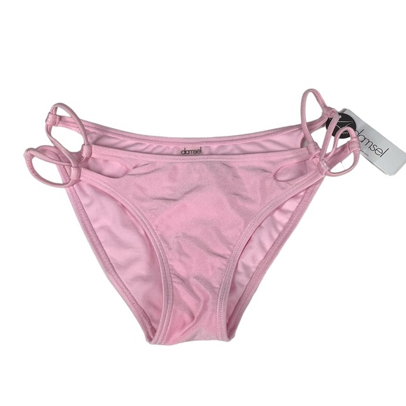 Damsel Other - NEW Damsel Zumiez Shimmer Side Tab Cheeky Bikini Bottom Pink Size Medium NWT